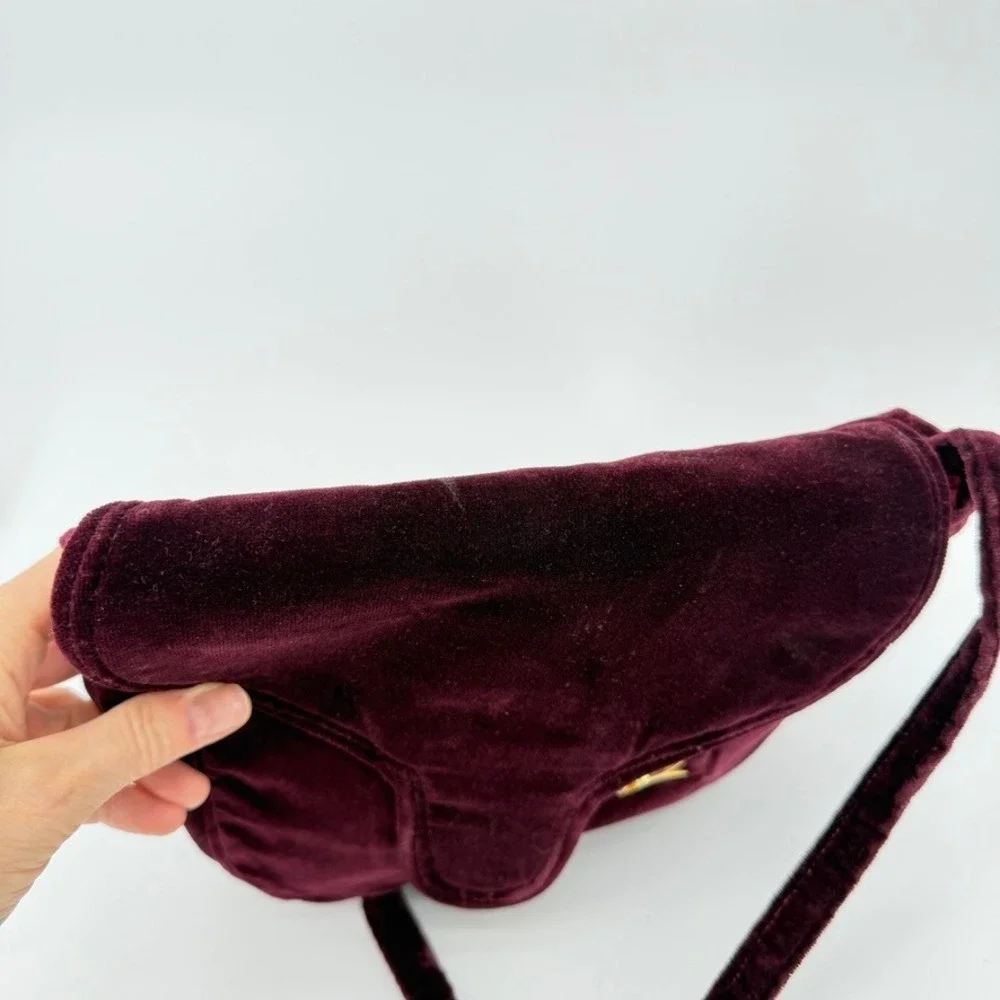 Carpetbags of American Velvet Shoulder‎ Bag Burgundy Evening Boho Gold Accent